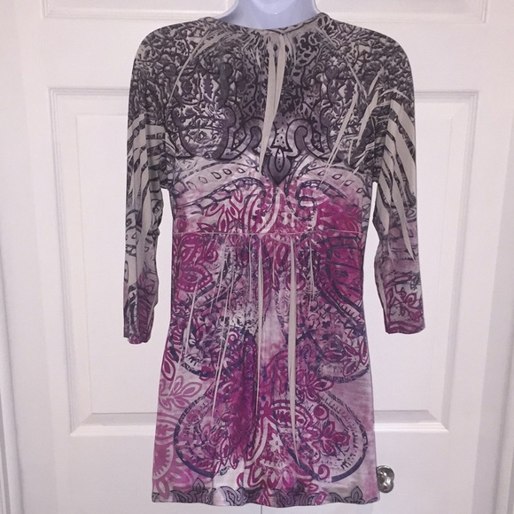 Unity World Wear Ladies Boho Tribal Tunic Top Blouse Size Petite Large LP - Picture 6 of 12